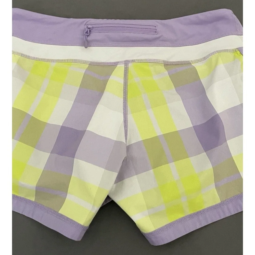 Lululemon Athletic Y2K Run Shorts Womens Size 6 Foxy Plaid Purple Yellow